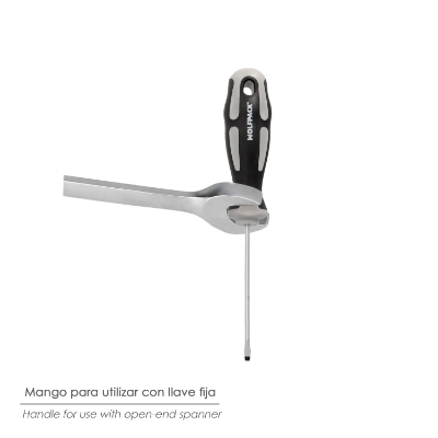 Imagen de Destornillador Plano Estampado Acero S2 Mango TPR Bimaterial. Medida 0,8 x Ø 4,0 x 75 mm. DIN5265