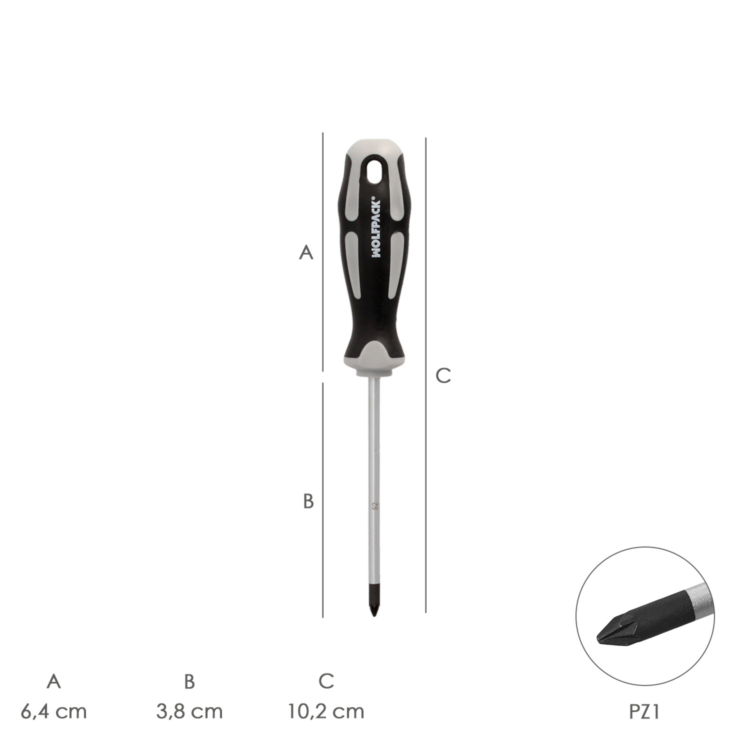 Imagen de Destornillador Pozidriv Acero S2 Mango TPR Bimaterial. Medida PZ 1 x Ø 5 x 38 mm.  DIN5262.