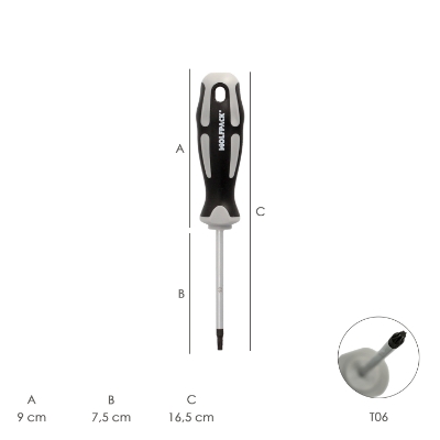 Imagen de Destornillador Torx Acero S2 Mango TPR Bimaterial. Medida T06 x Ø 3,0 x 75 mm.