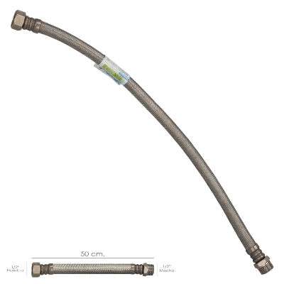 Imagen de Latiguillo Flexible Reforzado Acero Inoxidable Termo Macho 1/2" - Hembra 1/2" Longitud 500 mm