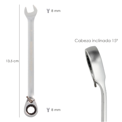 Imagen de Llave Combinada Con Carraca 8 mm. DIN 3113