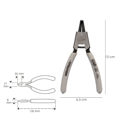 Imagen de Alicates Arandelas Exteriores Curvo 125 mm. Acero Din 5254. Anillos De Presion, Anillos De Retención, Arandelas Circlips