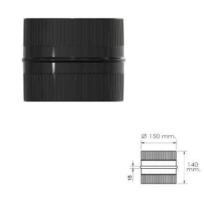 Imagen de Manguito Union Tubos Estufa Vitrificado Negro Macho - Macho Ø 150 mm. Machon, Empalme Tubos Chimena, Empalme Tubos Estufa,