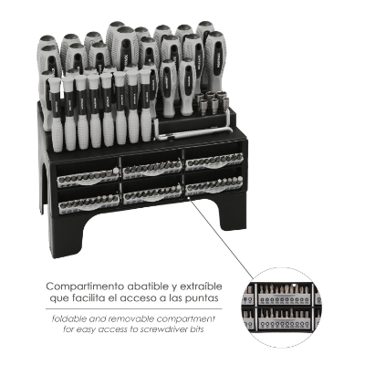 Imagen de Juego de Destornilladores / Destorpuntas 100 Piezas Con Soporte Expositor