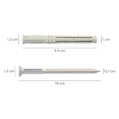 Imagen de Taco NC-PS Con Tirafondo Torx 40 10 x 100 mm. (Caja De 50 Piezas)