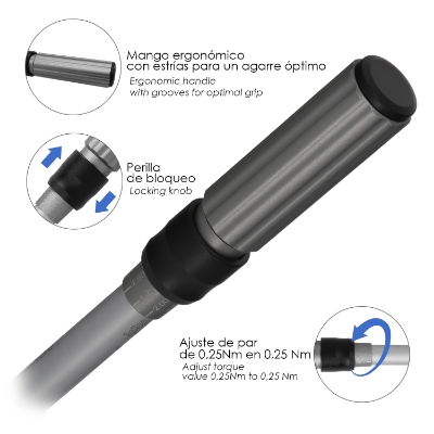 Imagen de Llave Dinamometrica 1/4" Con 9 Puntas Hexagonales y 5 Vasos. Llave De Torque Camiones, Coches, Motos, Micro Ajustes, Acero CRV