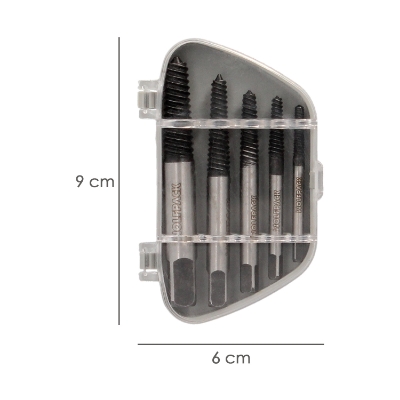 Imagen de Juego Extractores Conicos Para Tornillos (5 Piezas). Medidas 3 A 18 mm. Extractor Tornillos, Saca Tornillos.