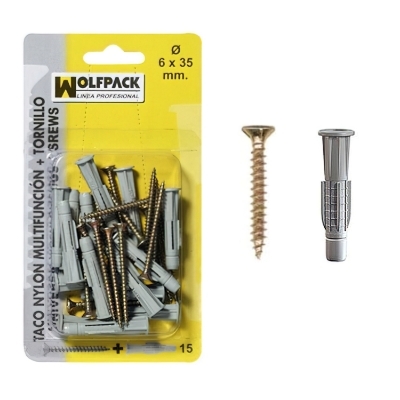 Imagen de Taco Multiacción+Tornillo MU  6x45 mm. (15 Piezas)