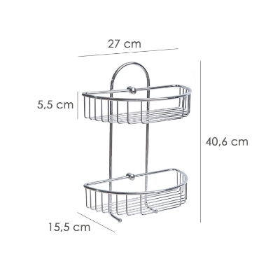 Imagen de Cestillo Inoxidable Maurer Para Colgar 2 alturas 27x15x37 cm.