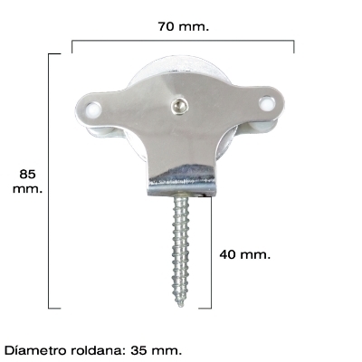 Imagen de Polea Tendedero Wolfpack Inoxidable 40 mm. / Roldana Metalica Con Tirafondo