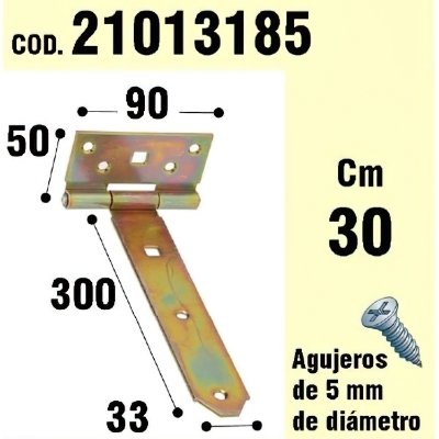 Imagen de Soporte Para Madera Bisagra Bicromatado 300 mm.