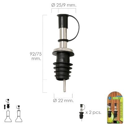 Imagen de Tapon Vertedor Inoxidable Con Tapadera (2 Unidades)