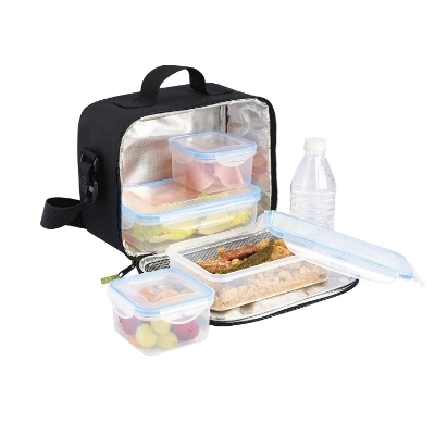 Imagen de Bolsa Termica Con 4 Recipientes Hermeticos Plastico (2x800 ml + 2x400 ml.)