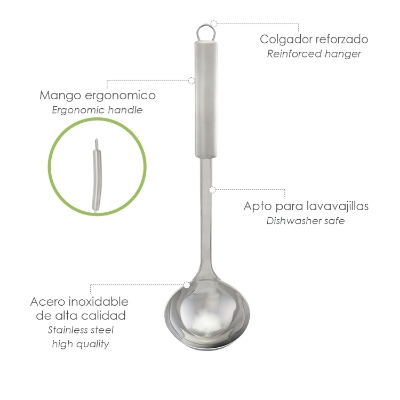 Imagen de Cucharon Cocina Acero Inoxidable 9x33,5 (Alt.) cm.