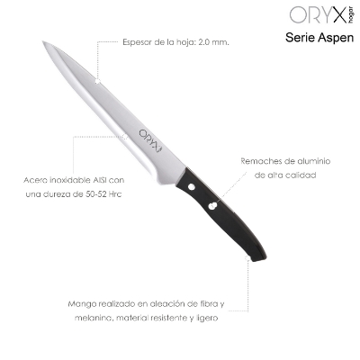 Imagen de Cuchillo Aspen Cocinero / Chef Hoja Acero Inoxidable 20 cm. Negro