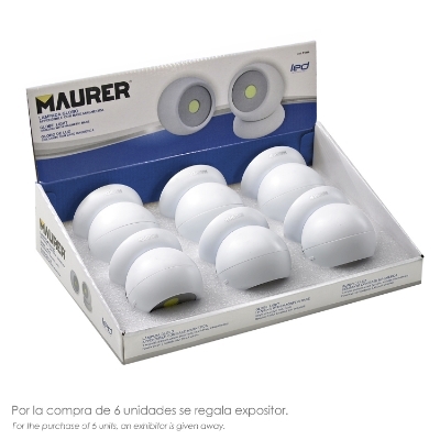 Imagen de Linterna LED Armario Esfera A Pilas (3 AAA) 120 Lumenes Ajustable 300º Con Iman y Adhesivo.