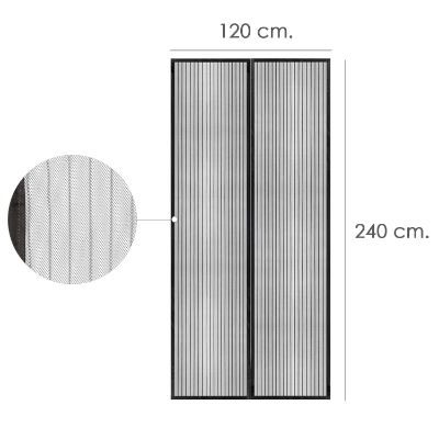 Imagen de Cortina Mosquitera Para Puertas Con Cierre Central Magnetico Automatico 120 x 240 (Alt.) cm. Color Negro.