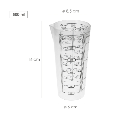 Imagen de Vaso Medidor Plastico Oryx 500 ml. 8,5x6x16 cm.