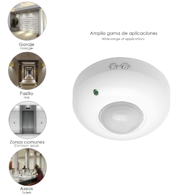 Imagen de Detector De Movimiento Por Infrarrojos Con Sensor Crepuscular 360°. Ajustable