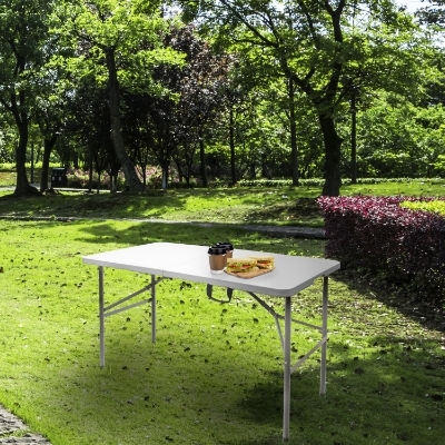 Imagen de Mesa Plegable Rectangular HDPE Multifuncional, Portatil, Resistente,Multiusos 122x61x74 cm. Color Blanco