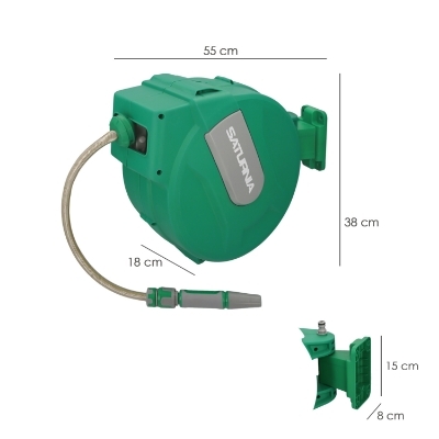 Imagen de Enrollador Automatico Manguera Para Jardin. Recogedor Manguera Automatico, Porta Mangueras Jardin Manguera De 20 Metros