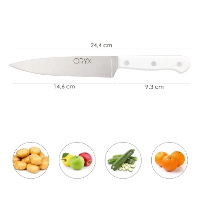 Imagen de Cuchillo Husky Verduras 15 cm. Hoja Acero Inoxidable, Cuchillo Verduras, Cuchillo Cortar Verduras Mango Ergonomico Blanco