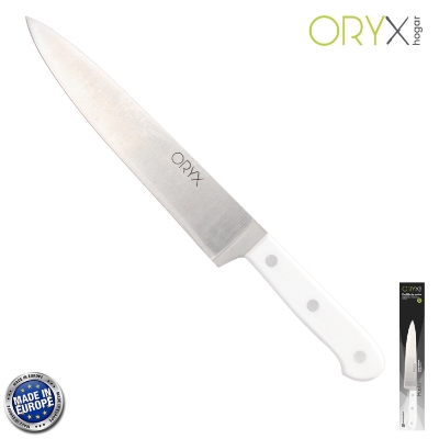 Imagen de Cuchillo Husky Cocina 20 cm. Hoja Acero Inoxidable, Cuchillo Carne, Cuchillo Pescado, Cuchillo Chef, Mango Ergonomico Blanco