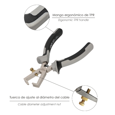 Imagen de Pelacables 175 mm. acero Cromo Vanadio DIN-ISO 8979 Corta Cables, Pelador Cables, Cortador De Cables.