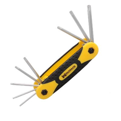 Imagen de Juego Llaves Torx Plegable  8 Piezas Inviolable, Llave Torx Hexagonal, Llave Estrella, Llave Allen Estrella