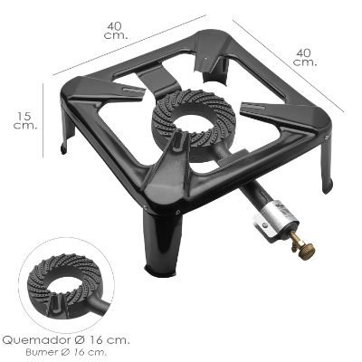 Imagen de Hornillo Gas 4 Pies 40x40 cm. cocina Gas, Cocina Portatil, Hornillo Paella, Paellero, Hornilla Cocina