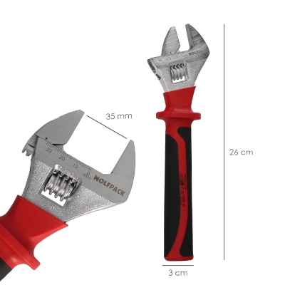 Imagen de Llave Ajustable Aislada VDE 10". Llave Ajustable Aislada, Llave Inglesa, Llave Moleta Aislada,